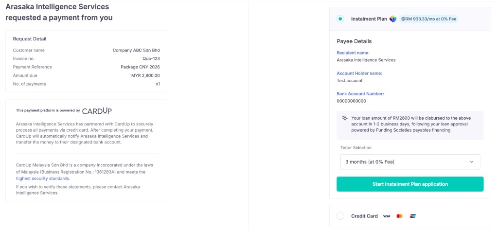 CardUp Payment Page Example